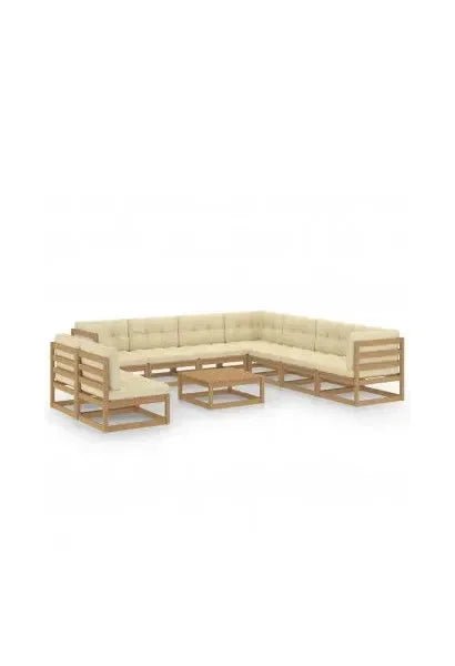 Conjunto de muebles para el jardín en madera de pino color marrón y crema de vidaXL