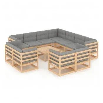 Conjunto de muebles con un diseño moderno para jardín de 12 piezas fabricadas en madera de vidaXL 3