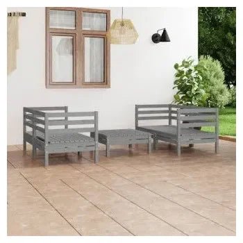 Conjunto de muebles de exterior de color gris fabricado en madera de pino de vidaXL 2