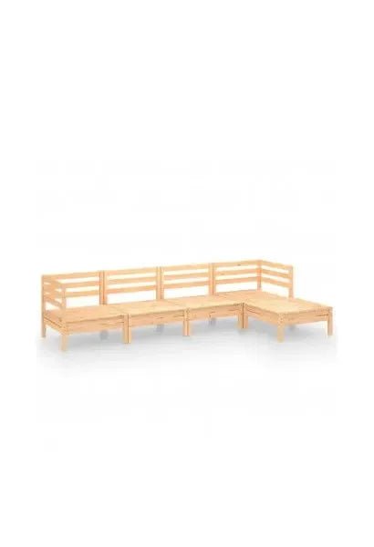 Juego de muebles de jardín de 5 plazas con sofás y reposapiés en madera maciza de pino acabado de vidaXL