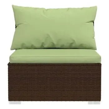 Juego de muebles de jardín con cojines hecho de ratán sintético y acero color marrón y verde de vidaXL 6
