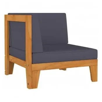 Conjunto de sofá y mesa para jardín de madera maciza de acacia con cojines acabado color gris oscuro de vidaXL 2