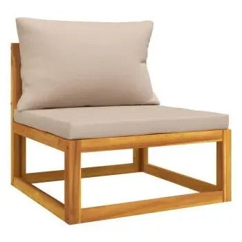 Set de muebles de jardín por 4 piezas realizados en madera maciza de acacia y cojines de color gris de vidaXL 4