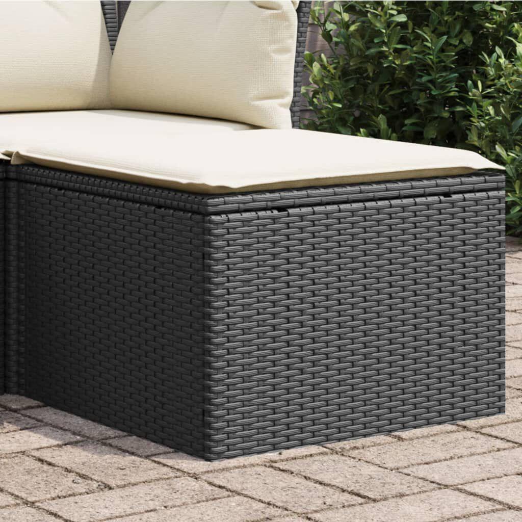 Taburete de jardín con cojín acolchado en ratán sintético negro 55x55x37 cm de vidaXL 2