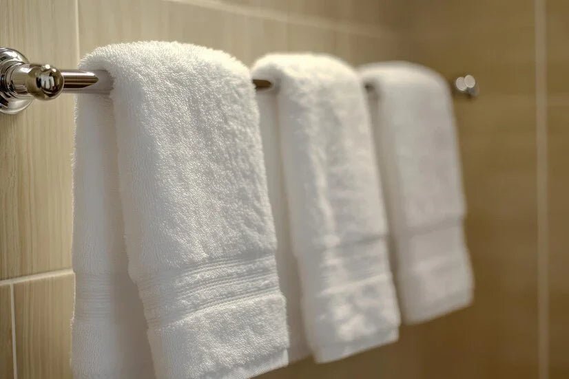 Toalleros de ba├▒o modernos y funcionales en acero inoxidable instalados junto a una ducha