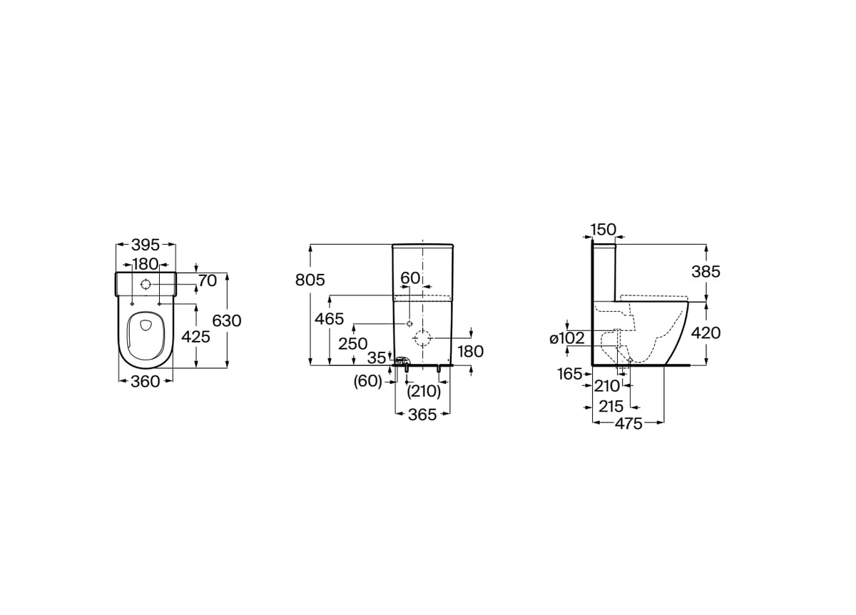 Inodoro Completo salida dual Roca Meridian Rimless Vortex con Tapa SoftClose Pack Tanque Bajo 8
