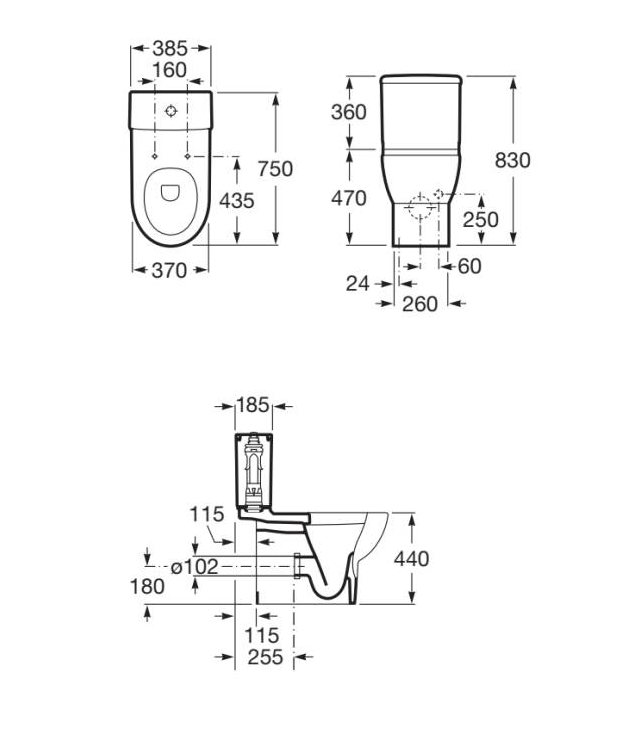Complete Toilet Roca Meridian Reduced Mobility Front Opening