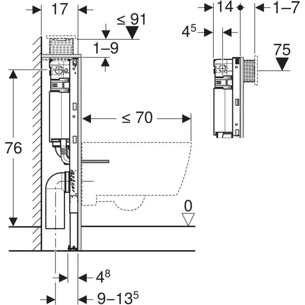 Cisterna empotrada Omega 12 cm para pared de obra de 82 cm de altura mínima o pared ligera Duofix de Geberit 4