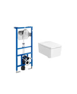 Inodoro Suspendido com Tecnologia Rimless e Tapa Amortiguada y Cisterna Salida Horizontal Square de 56 cm Colección Duplo Roca