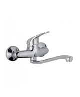 Faucet single handle for chromed metal sink with low spout and wall mount Lyme by Aquore