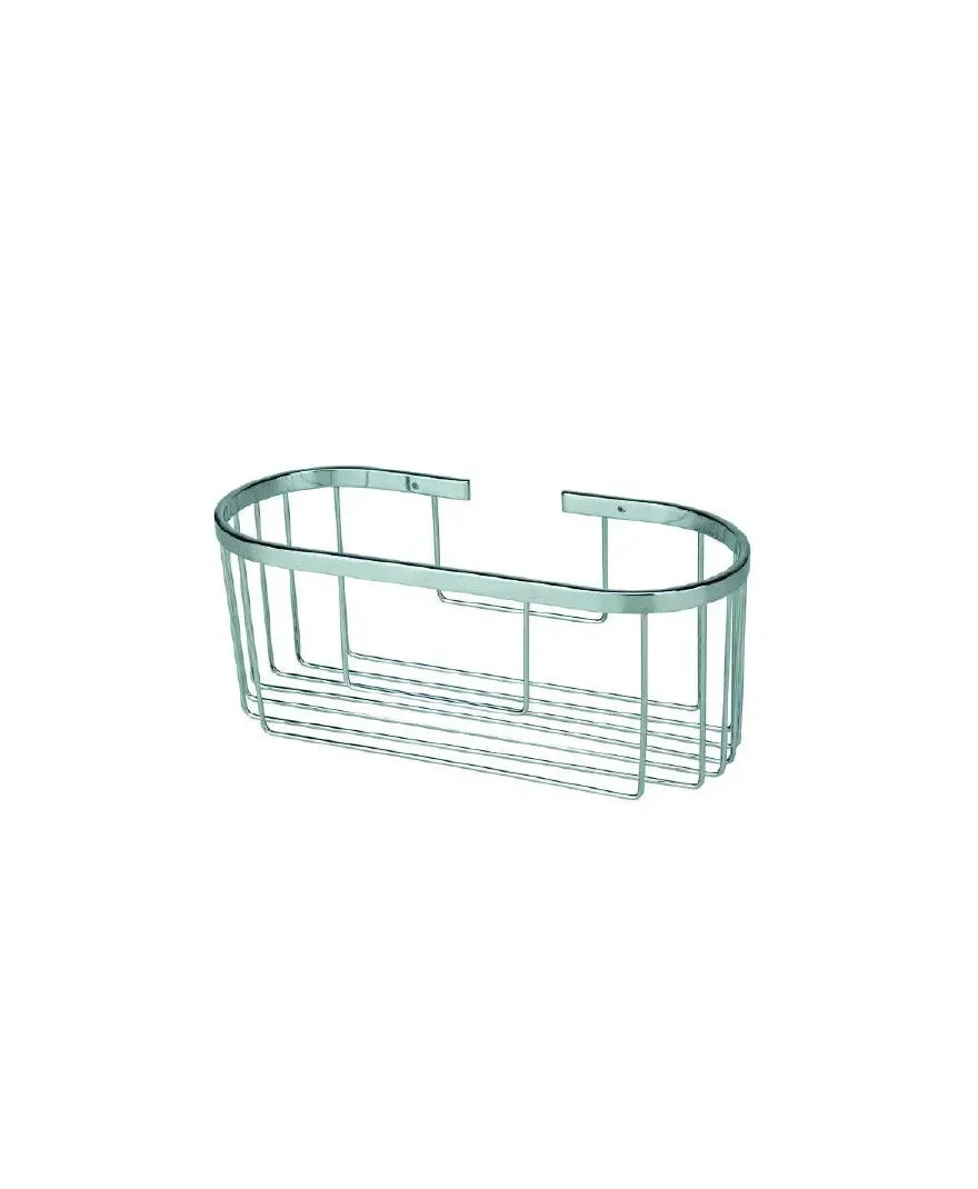 Cesta rejilla ovalada para baño de acero inoxidable cromado a pared de Aquore