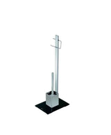 Escovilhão e porta-rolos de cromo e vidro de 29x74 cm para casa de banho CR472 de Aquore