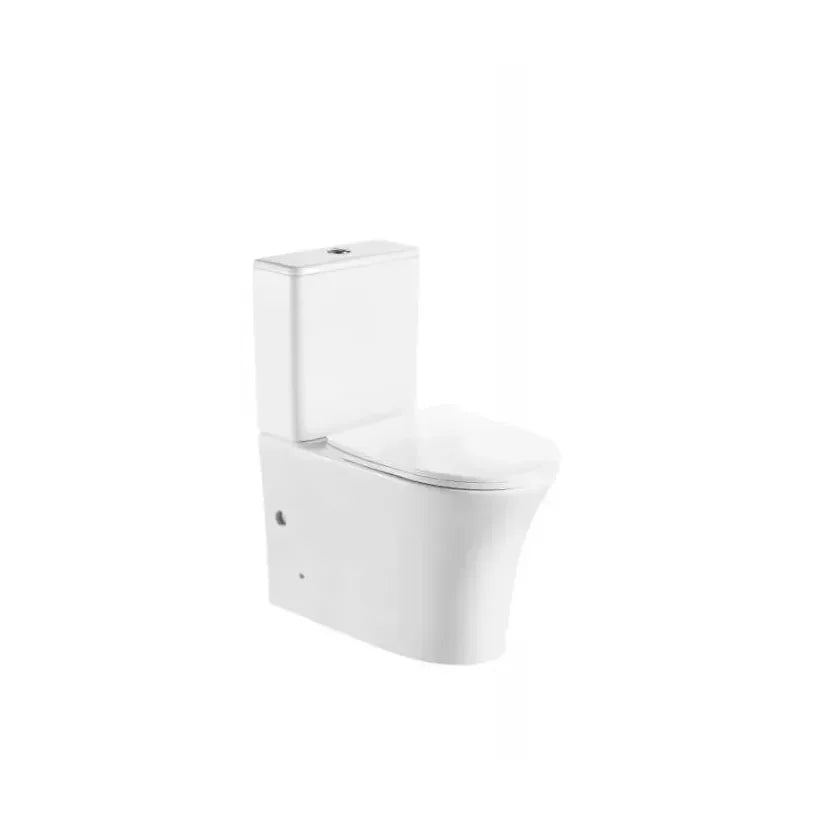 Taza de inodoro adosado a pared compacto de porcelana sanitaria acabado blanco brillo PARIS de Aquore 2