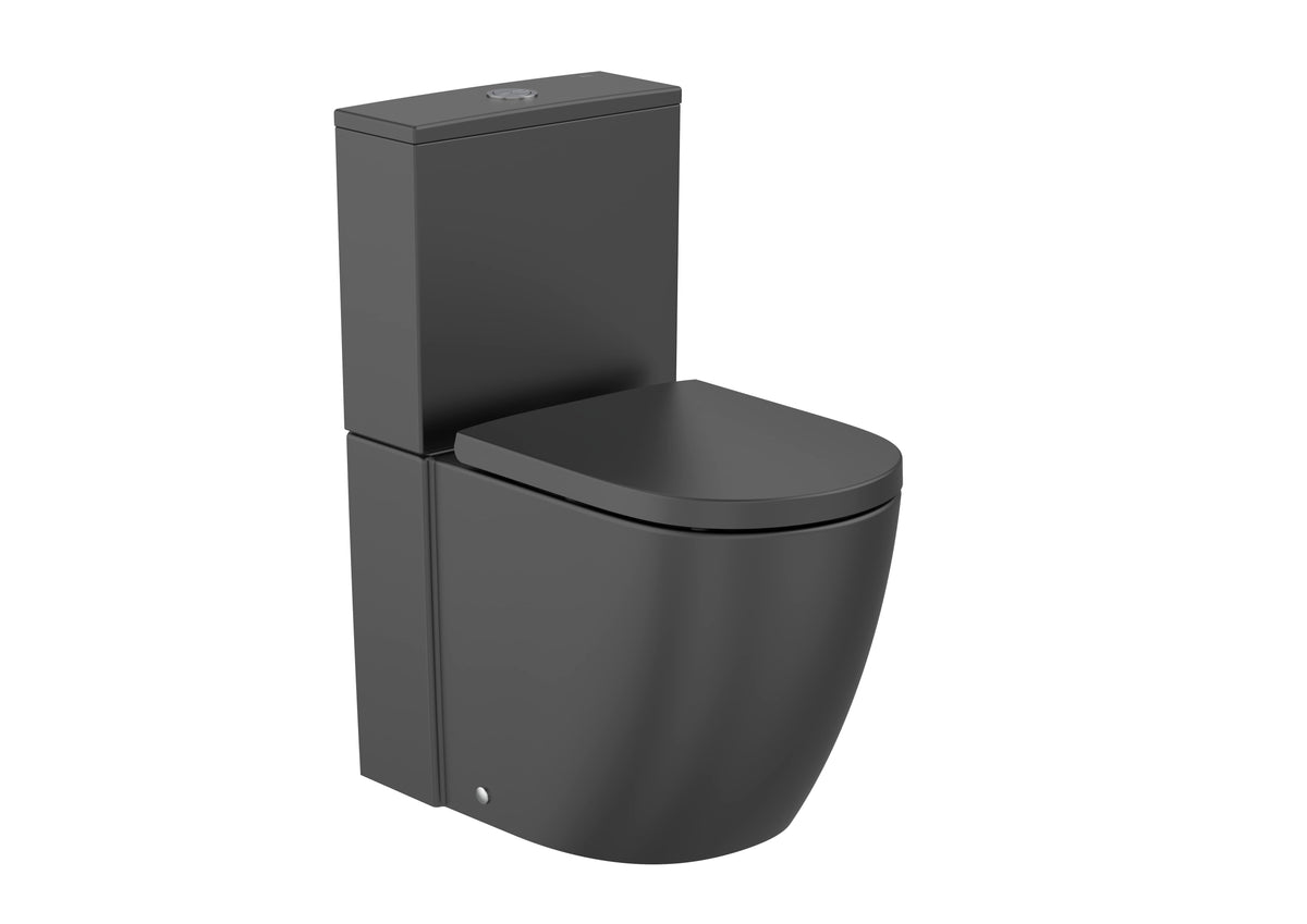 Taza Roca Meridian Rimless Vortex Tanque Bajo Salida Dual — Negro mate