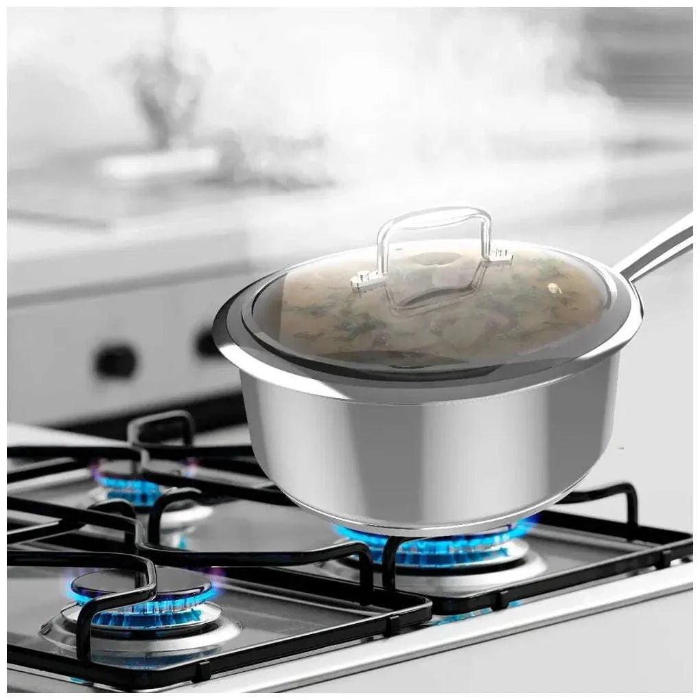 Cazo de Acero Inoxidable 16cm con Tapa de Cristal, Apto para Inducción y Horno de Cecotec 7