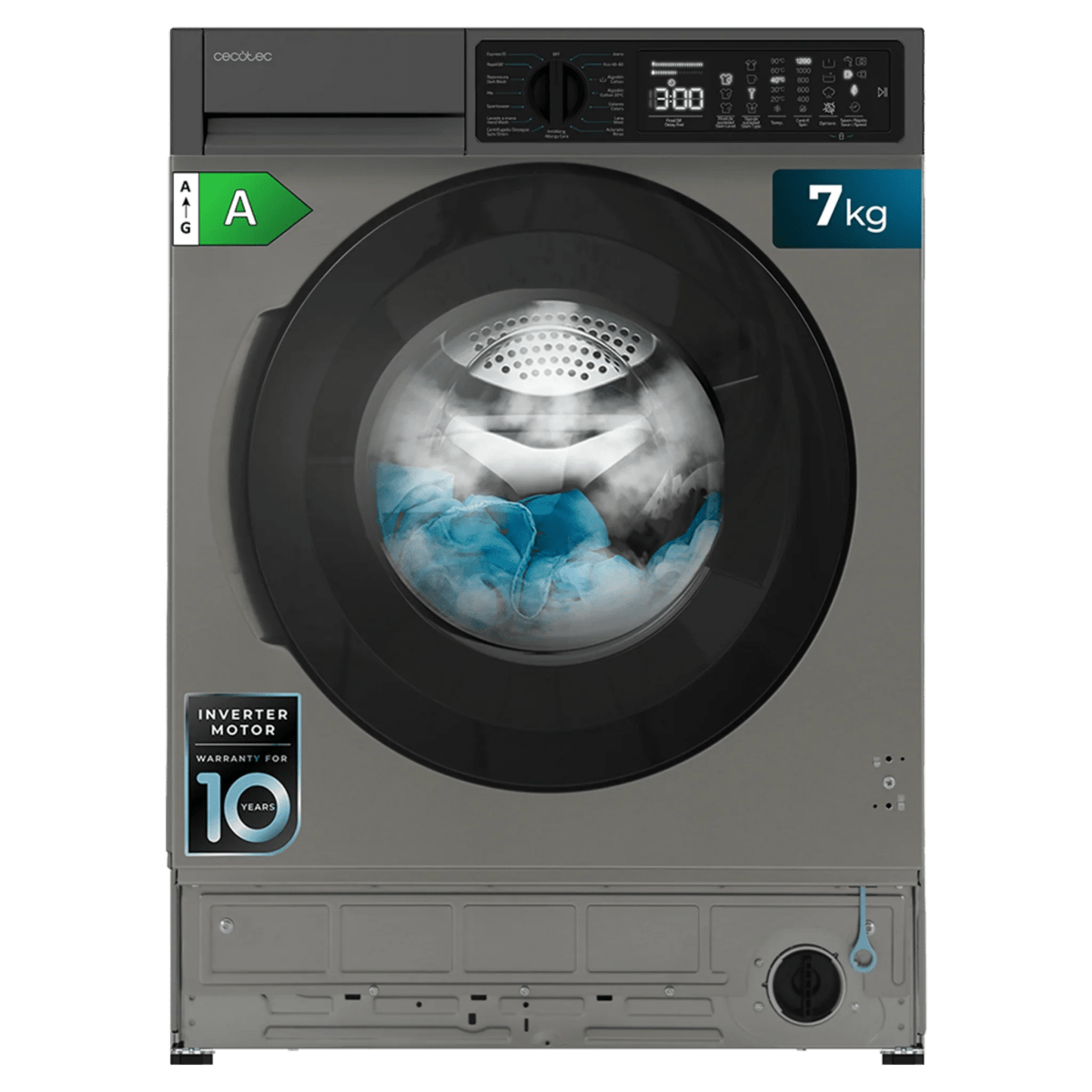 Lavadora Integrable Bolero DressCode 750 BI Inverter Inox 7kg 1200rpm 15 Programas Motor Inverter Plus SteamMax 2