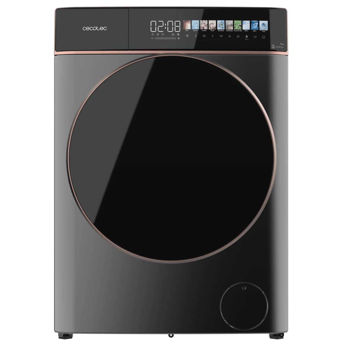 Lavadora Bolero DressCode 8900 Inverter 8kg 1400rpm Pantalla FullColor SteamMax Clase A Alta Eficiencia de Cecotec