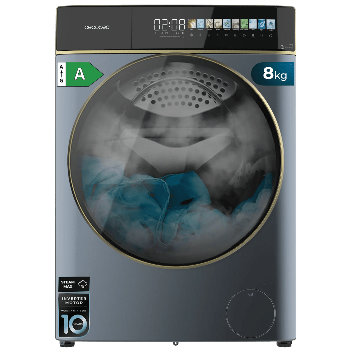 Lavadora Bolero DressCode 8900 Ice Blue 8kg 1400rpm Pantalla FullColor 11 programas y tecnología Inverter Plus 2