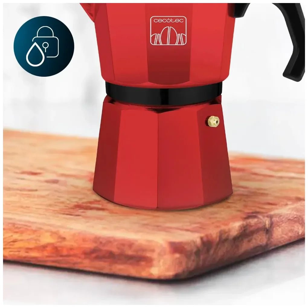 Cafetera Italiana Roja de Aluminio para 3 Tazas, Compatible con Todas las Cocinas de Cecotec 7