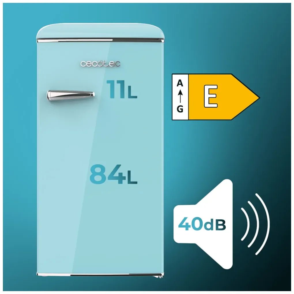 Mini Frigorífico Retro azul 95L con Icebox y diseño vintage eficiente de Cecotec 3