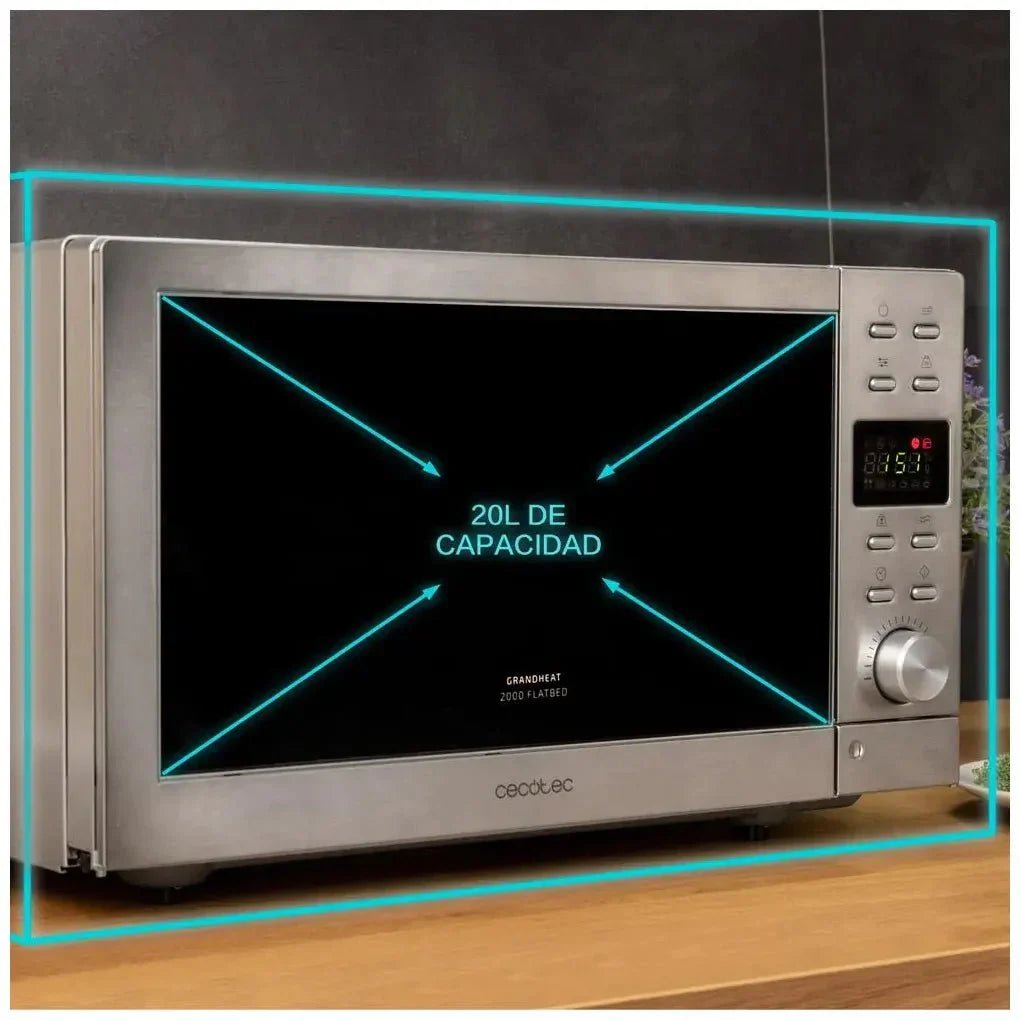 Microondas sin Plato 20L, 700W, 8 Funciones, Diseño Acero Moderno de Cecotec 5