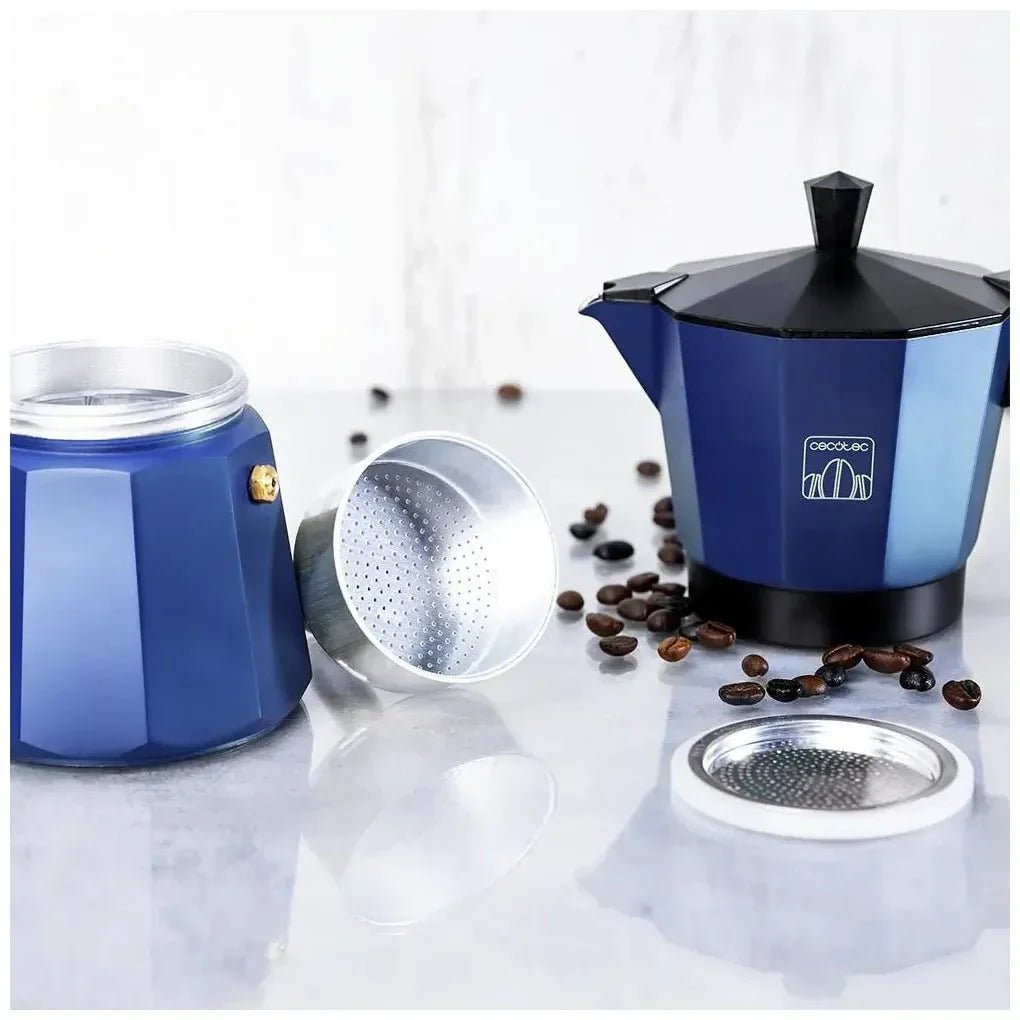 Cafetera Italiana Azul para 9 Tazas, Compatible con Todas las Cocinas y Fácil Limpieza de Cecotec 6