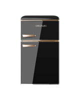 Retro Mini Fridge 86L Black with LED Light and Gold Rose Handle from Cecotec