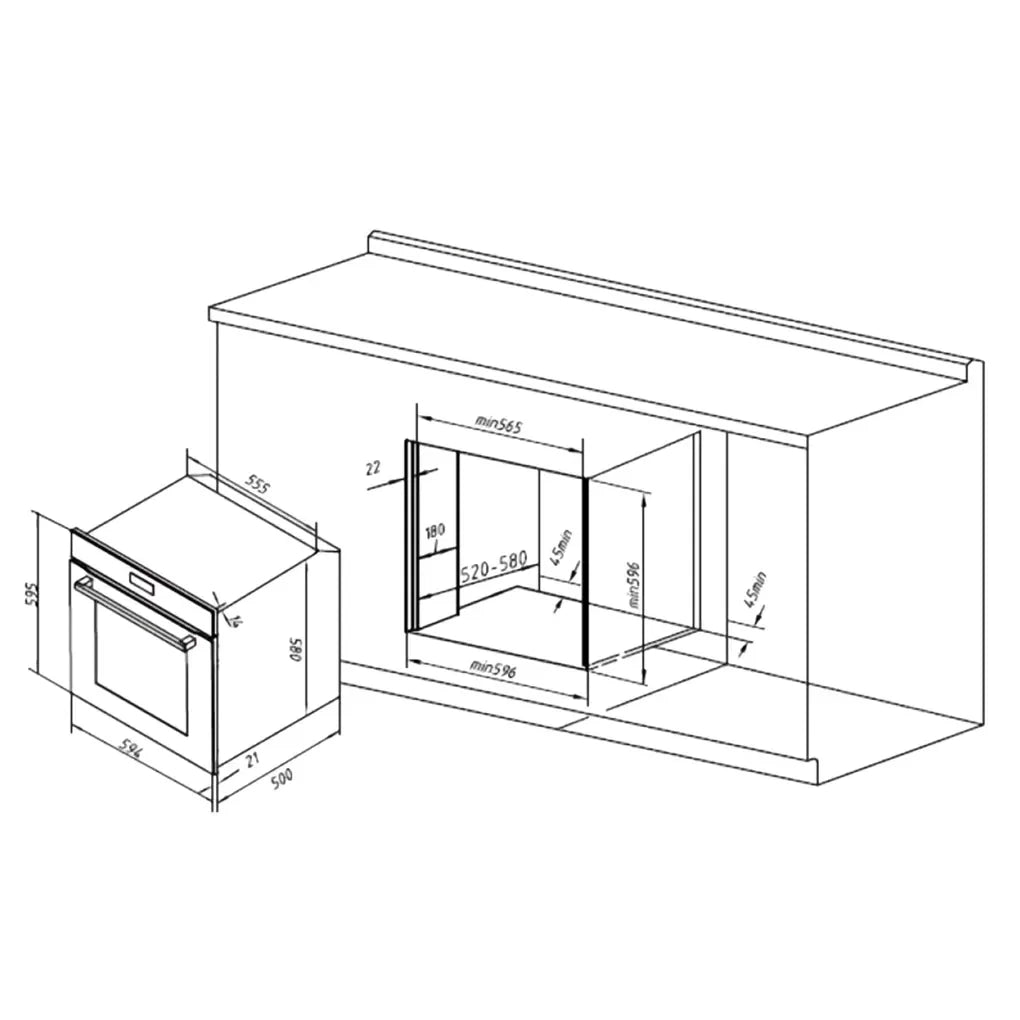 Horno Integrado de 77L con Vapor y Clase A de Eficiencia Energética de Cecotec 5