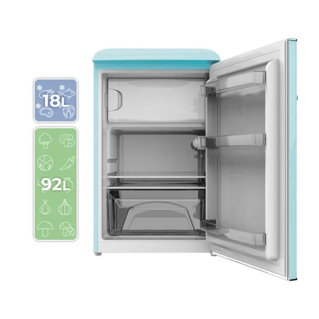 Mini Frigorífico Retro 110L Azul con ICEBOX, Clase E y Luz Interior de Cecotec 4