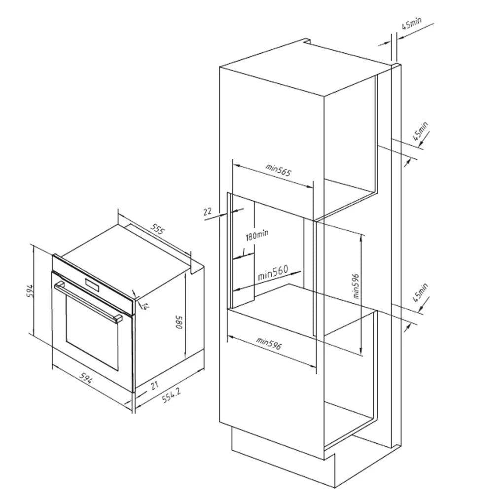 Horno Integrable 81L Matt con Airfryer y 11 Funciones Automáticas Bolero Hexa Cecotec de Cecotec 6
