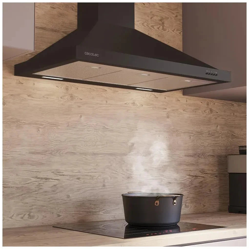 Campana Extractora 90cm Negra, Alta Succión 550m3/h, Eficiencia Energética A de Cecotec 8