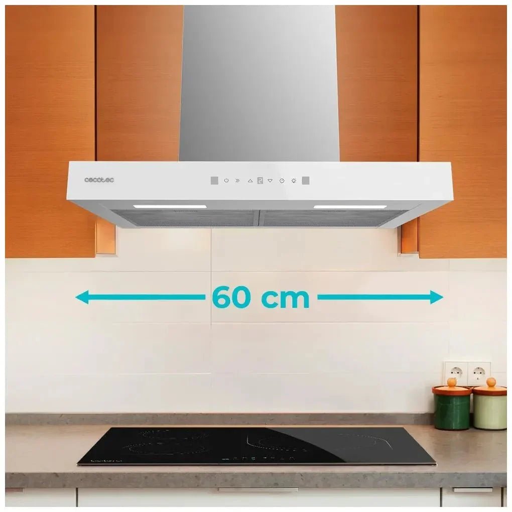Campana Extractora 60cm Cristal Blanco, Succión 550m3/h, A++, Control Táctil de Cecotec 6