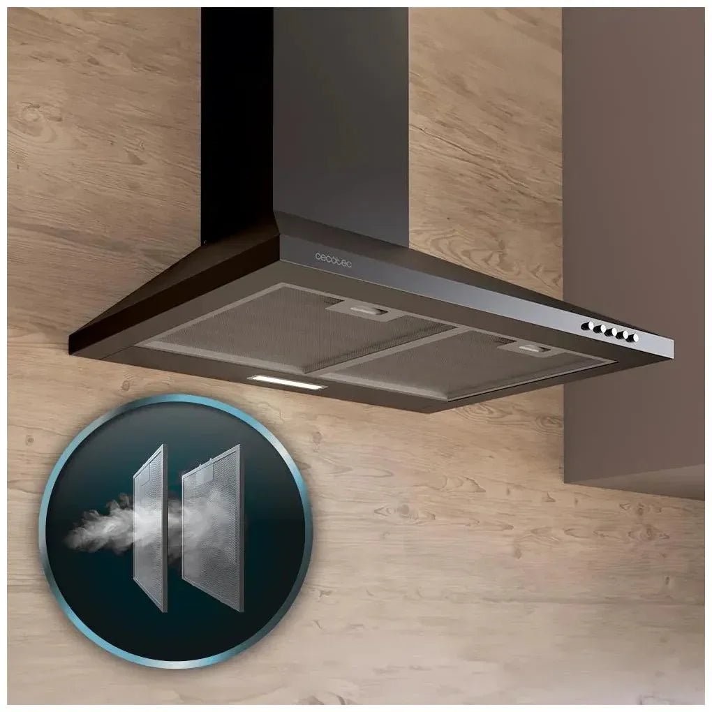 Campana Extractora Negra 60cm con Alta Succión y Bajo Ruido para Cocinas Modernas de Cecotec 8