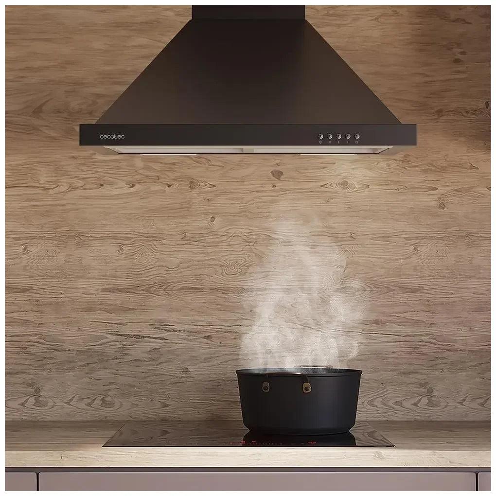 Campana Extractora Negra 60cm, 650m3/h, Clase A, con Filtros de Carbono y LED de Cecotec 6