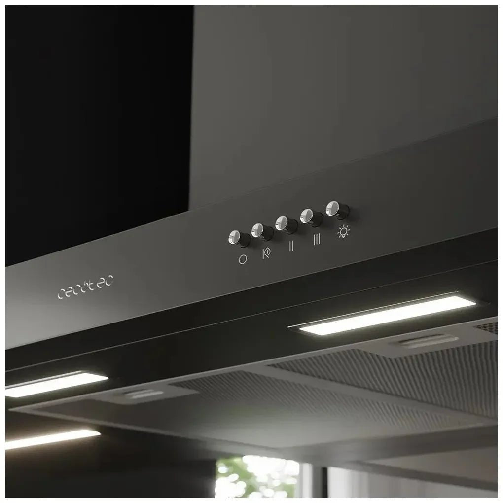 Campana Extractora 60cm Negra, Alta Succión 650m3/h, Eficiencia Energética Clase A de Cecotec 7