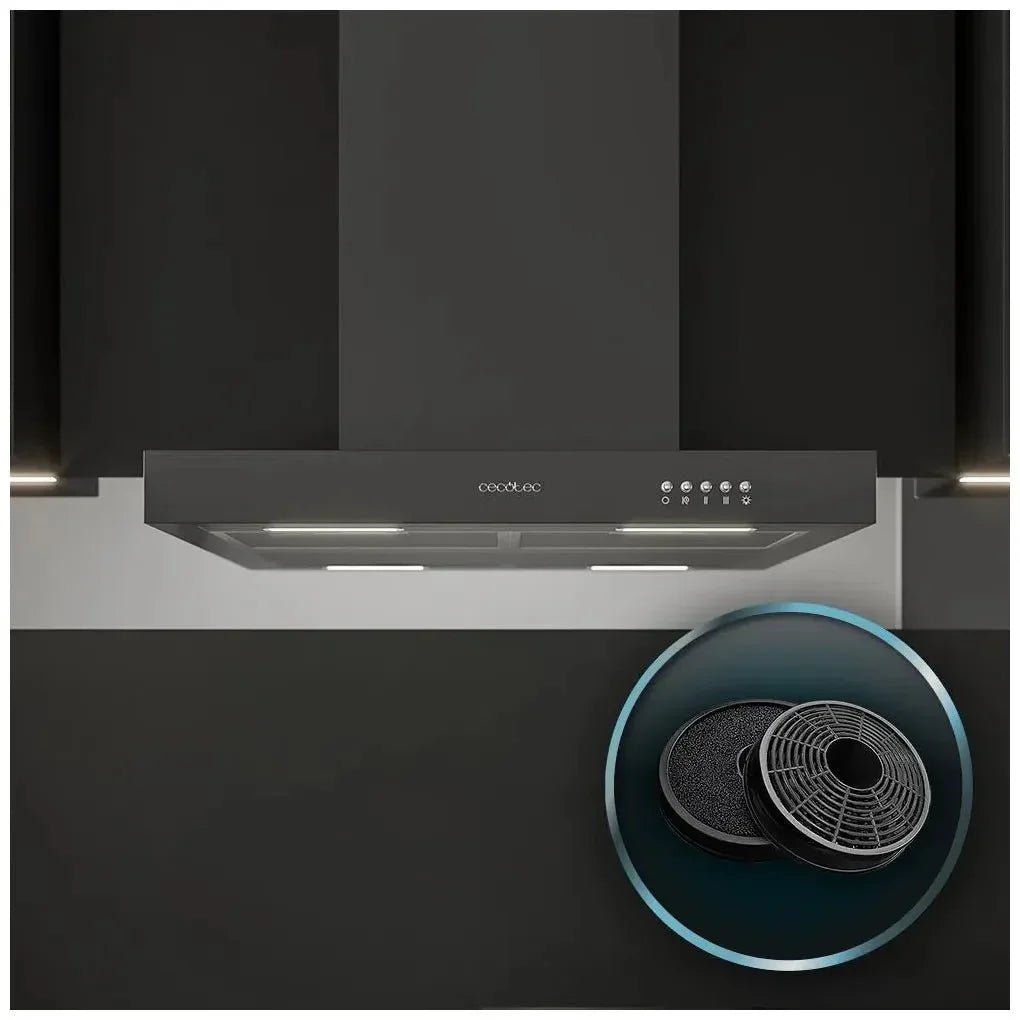 Campana Extractora 60cm Negra, Alta Succión 650m3/h, Eficiencia Energética Clase A de Cecotec 10