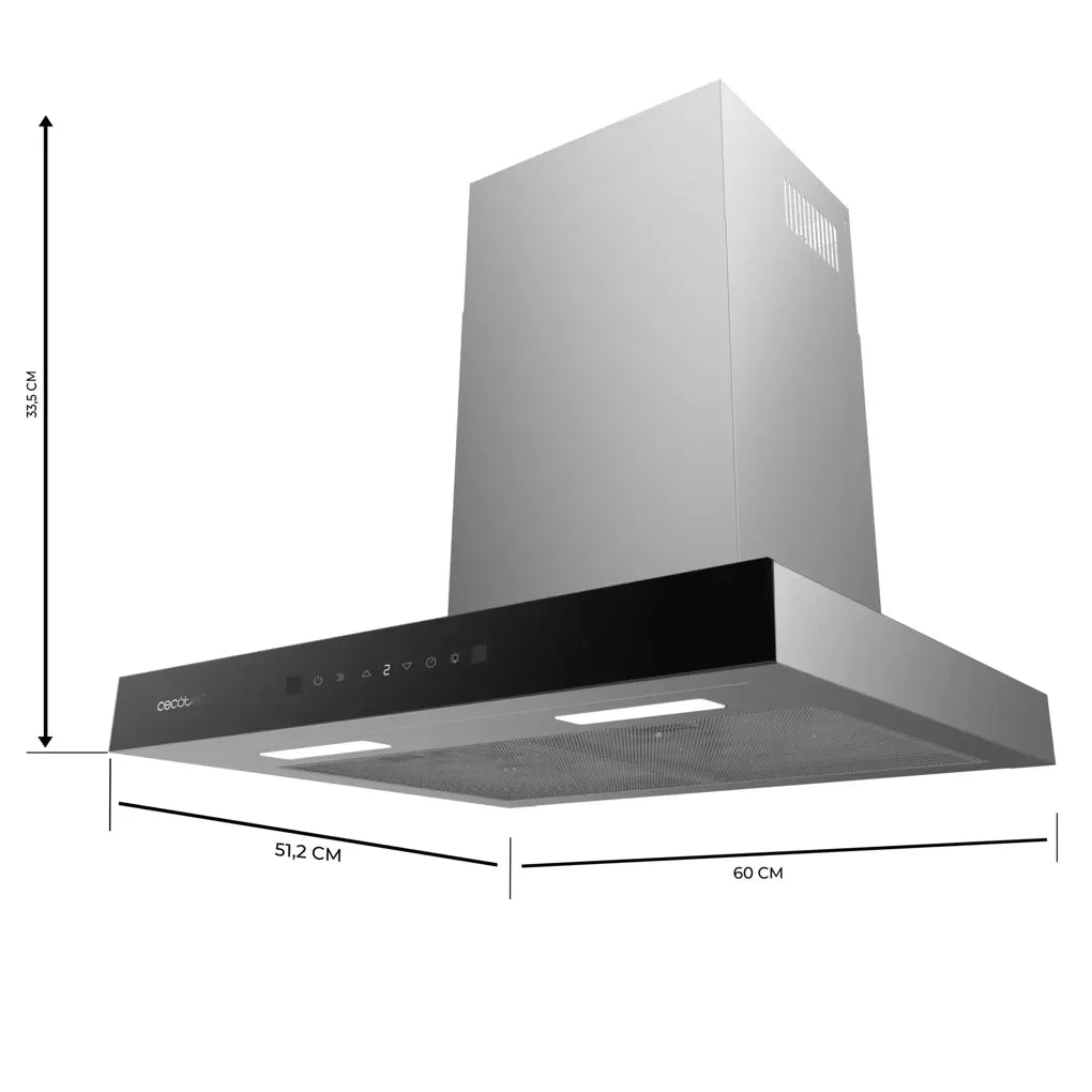 Campana Extractora 60cm Negra, Succión 550m3/h, A++, Control Táctil y Gestual de Cecotec 3