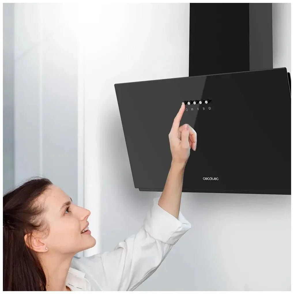Campana Extractora 60cm Vidrio Negro, Succión 350m3/h, Eficiencia Energética B de Cecotec 10