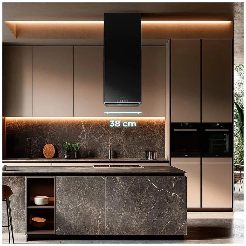 Campana Extractora Isla Negra 38cm, Succión 800m3/h, A++, LED y Filtros de Carbono de Cecotec 5