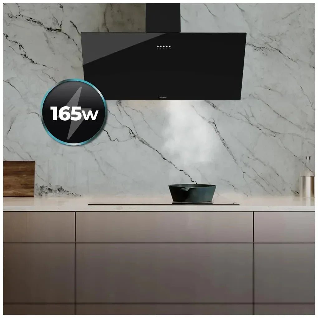 Campana Extractora 90cm Vidrio Negro, Succión 650m3/h, Clase A, 3 Niveles Potencia de Cecotec 8