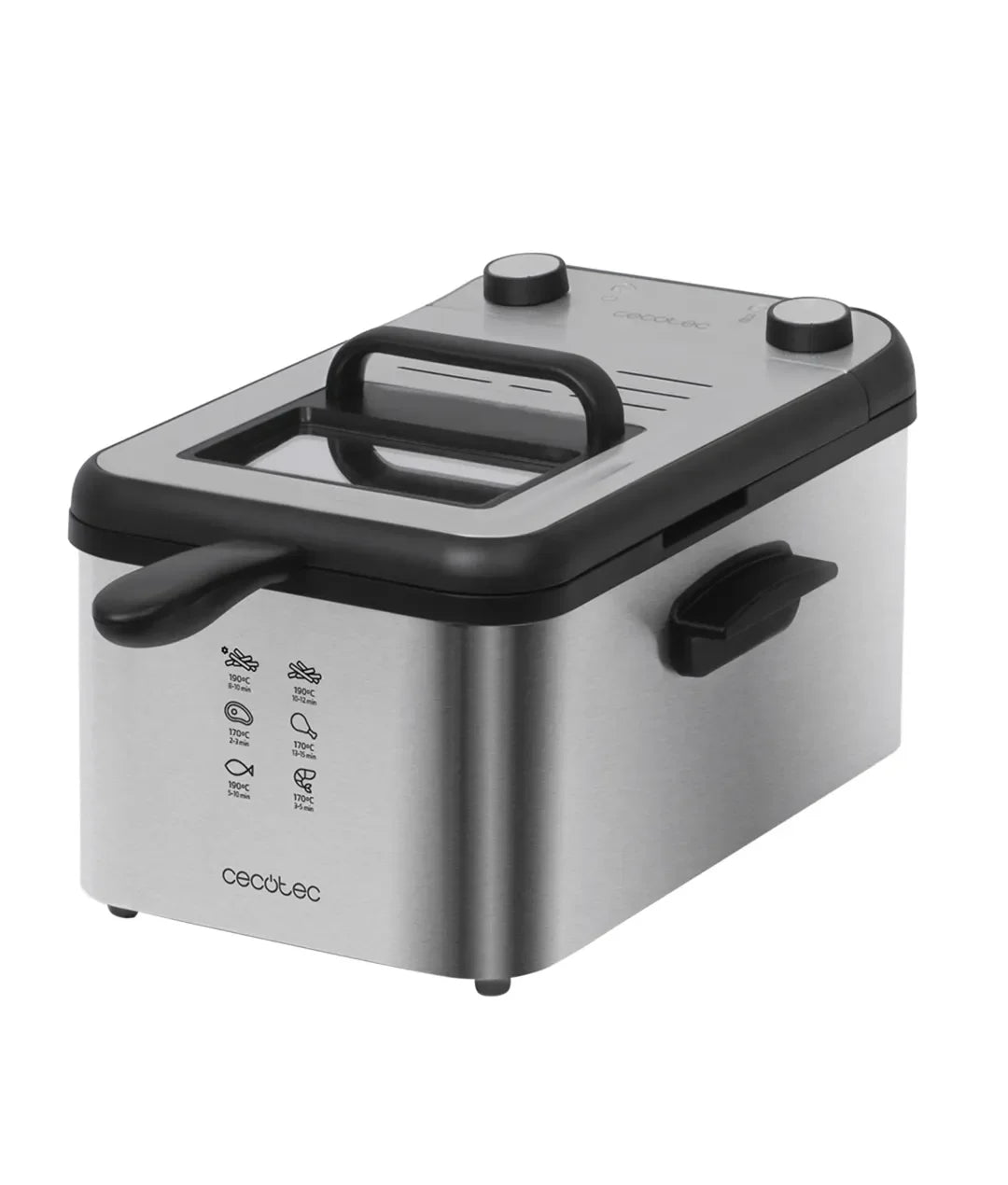 Freidora Eléctrica 3L con Filtro OilCleaner y Temporizador, Acero Inoxidable 2400W de Cecotec