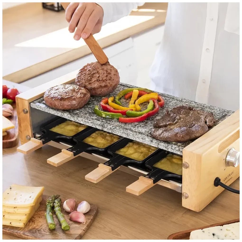 Raclette Cheese&Grill 8600: Elegancia y Funcionalidad con Piedra Natural y Madera de Cecotec 8