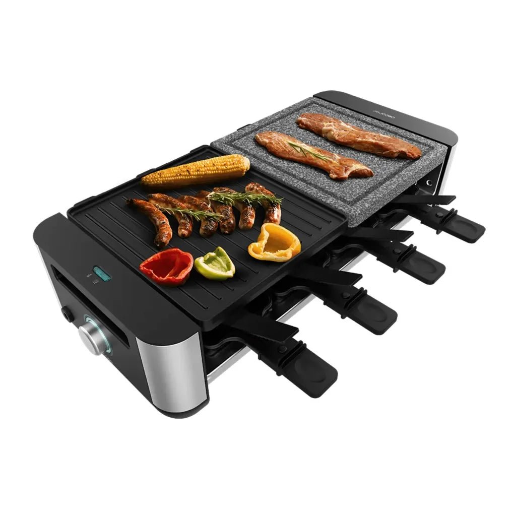 Máquina de Raclette 1400W para 8 Personas con Placas Antiadherentes y de Piedra de Cecotec 2