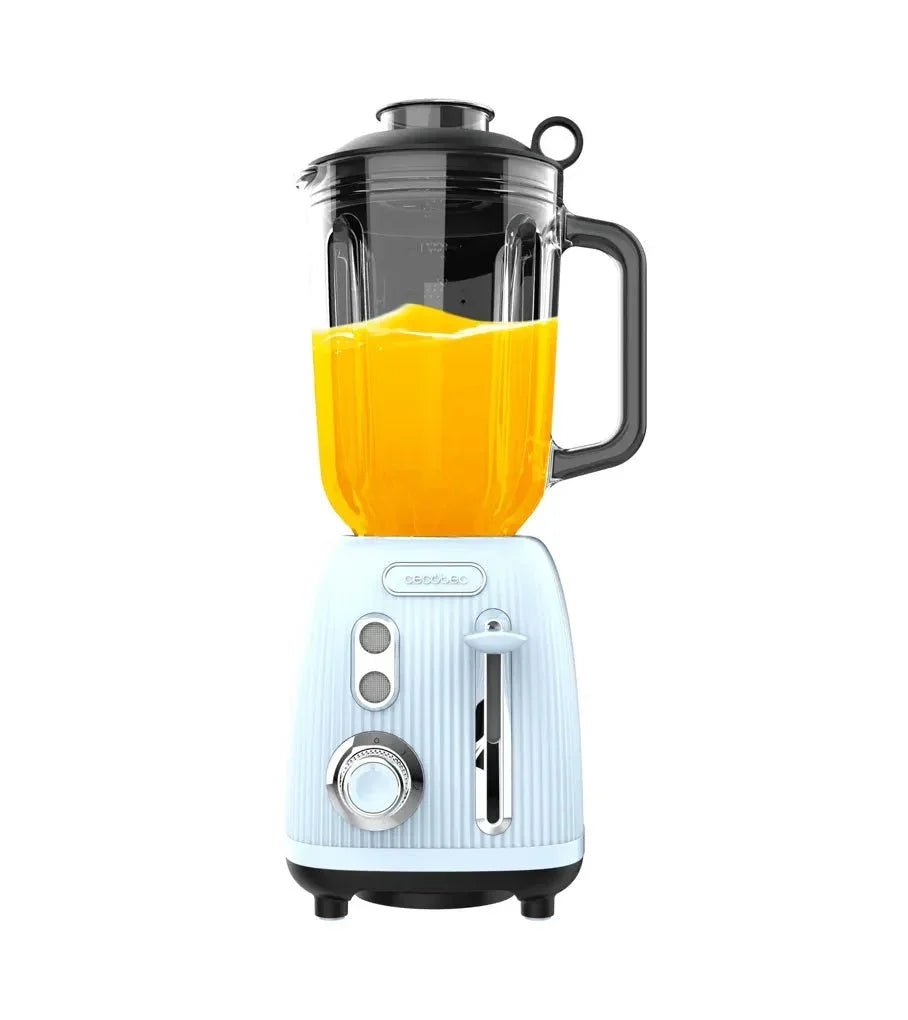 Batidora RetroBlue 1200W: Potencia, Estilo y Cuchillas de Titanio Negro de Cecotec 2