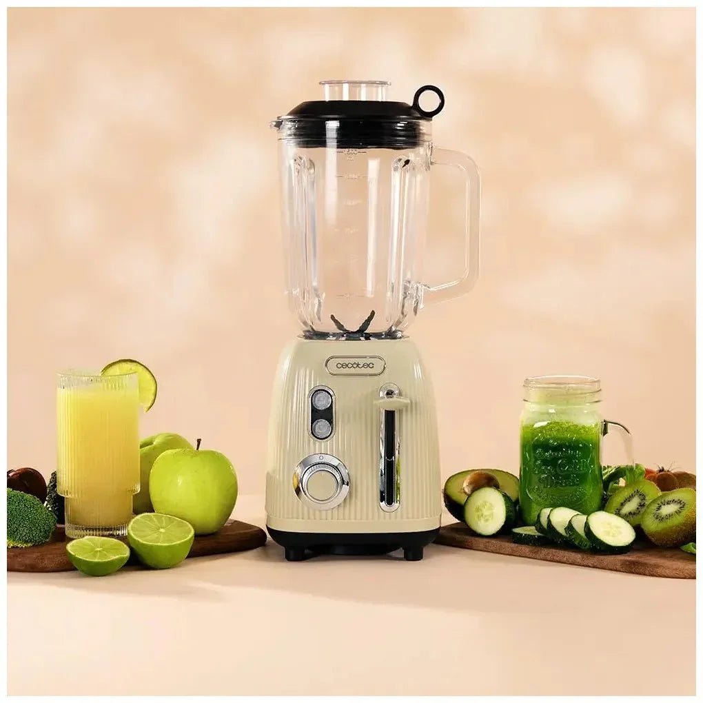 Batidora RetroGreen 1200W: Potencia, Estilo y Eficiencia con Cuchillas de Titanio de Cecotec 4