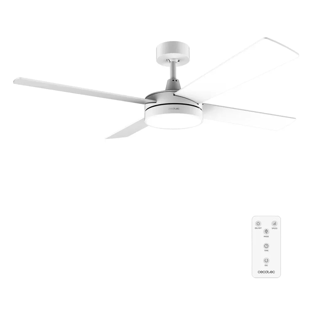 Ventilador de Techo 65W con Luz LED y Función Verano/Invierno, 52 pulgadas Blanco de Cecotec 2
