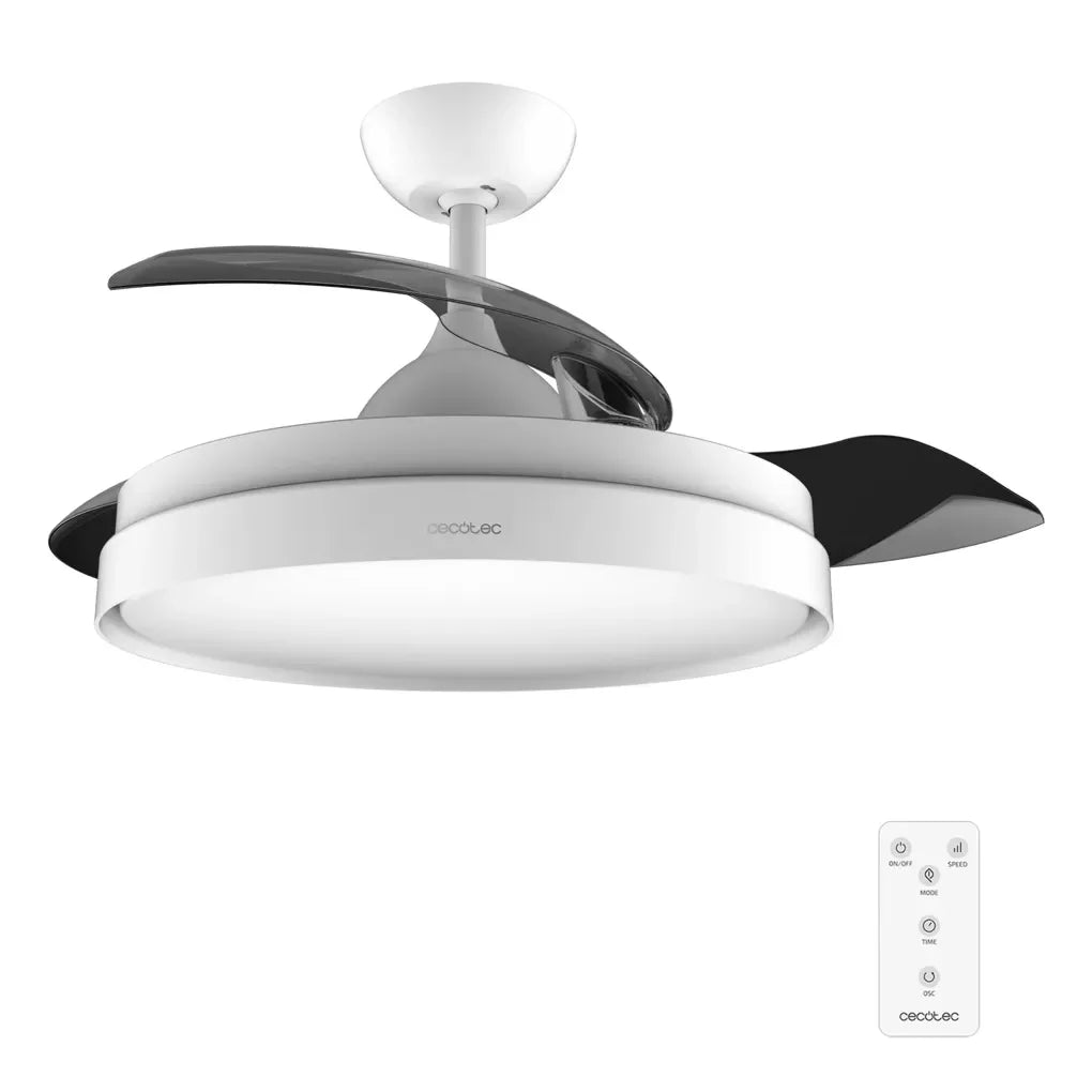 Ventilador de Techo con Aspas Retráctiles y Lámpara, Función Verano-Invierno de Cecotec 2