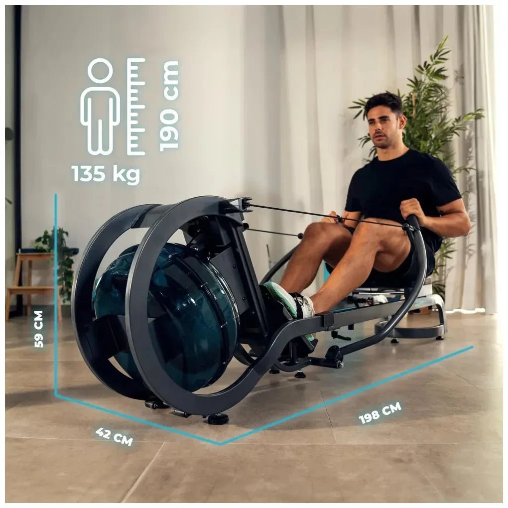 Máquina de remo de agua DrumFit Rower 20000 Neptuno con APP y doble manillar de Cecotec 9