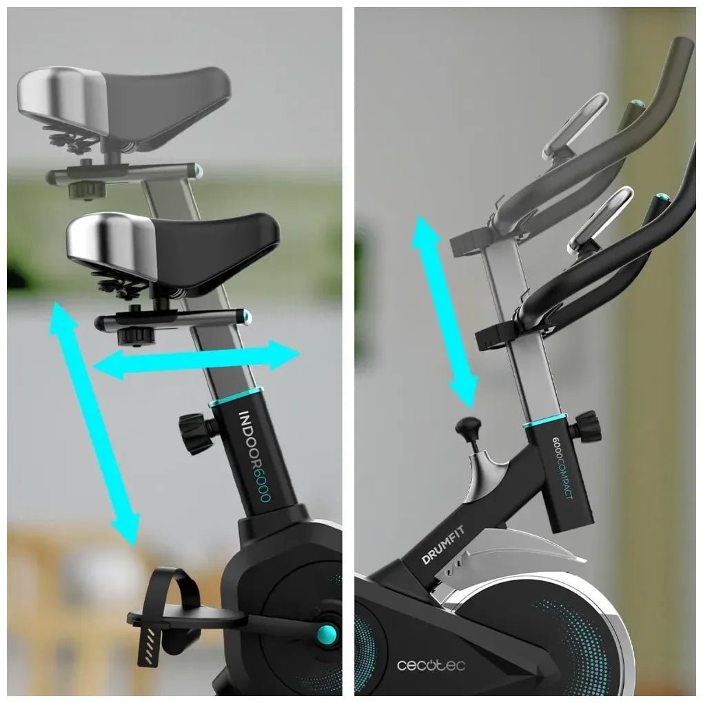 Bicicleta Estática Indoor DrumFit 6000 Compact con volante de inercia de 6 kg Pantalla LCD y diseño de Cecotec 7