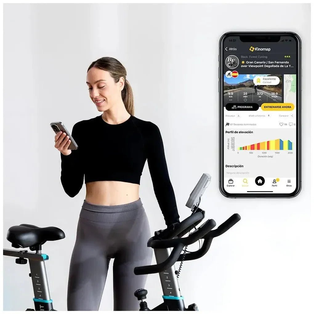 Bicicleta Estática Indoor DrumFit 24000 Race Sprint con volante de inercia de 24 kg y Conectividad de Cecotec 5